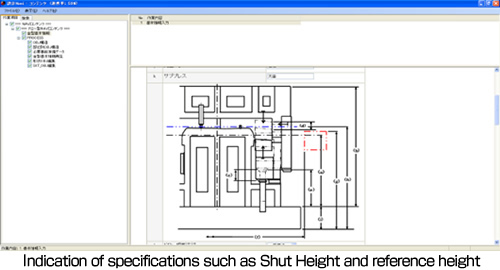 Indication of specifications such as Shut Height and reference height